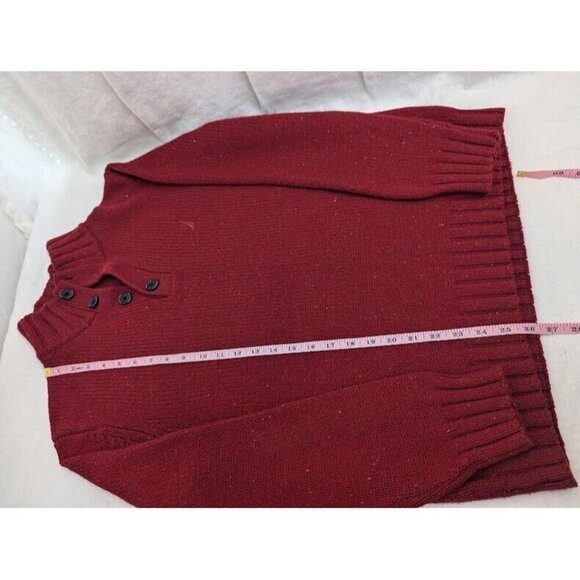 Nautica Mens Large collared 4 button sweater red speckled wool blend warm SW7 - Picture 8 of 8
